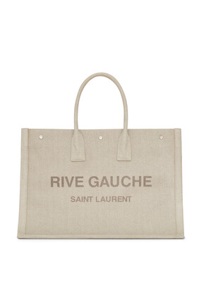 حقيبة يد كبيرة بقماش قنب بطبعة Rive Gauche